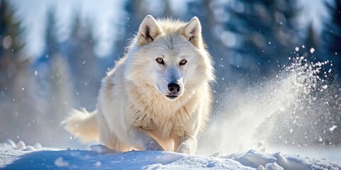 Obraz premium Stunning white wolf portraits and captivating wild canid photography. Experience the Arctic's beauty.