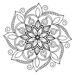 Mandala line art element pattern graphic design for coloring, greeting card, sticker, tattoo, yoga design, wallpaper