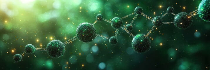 Abstract Green Molecular Structure: A 3D Rendering of Interconnected Atoms