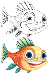 Fototapeta premium Colorful Cartoon Fish Illustration