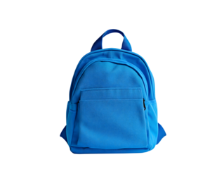 Blue school bag isolated on transparent background.