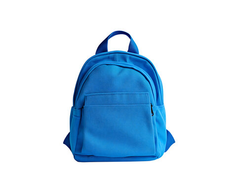 Blue school bag isolated on transparent background.