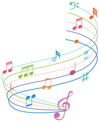 Colorful Musical Notes and Staff