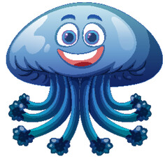 Smiling Cartoon Jellyfish Illustration