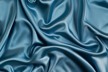 Obraz premium Elegant teal silk fabric with soft folds and drapes.