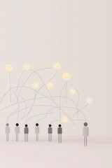 Abstract illustration of connected people with glowing ideas.