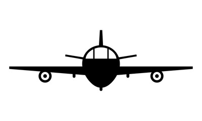 Black Airplane Icon Isolated on White