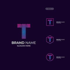 Letter T icon logo design template elements
