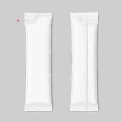 Blank package stick mockup.  Flat lay view. Vector illustration isolated on grey background. Can be use for food, cosmetic, medicine and etc. EPS10.