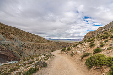 The road through the gorge around Kailash mountain in Tibet
