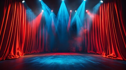 stage with red curtains