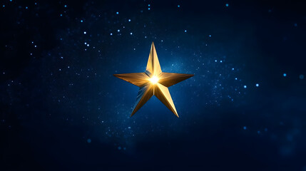 Bright shining Star of Bethlehem on dark blue starry night sky. Star of Jesus, Christmas Star. Nativity of Jesus Christ, birth of Jesus, Christmas Eve. Christian religion concept