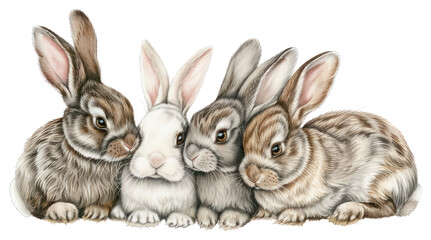Obraz premium PNG Bunny family bunnies illustration illustrated.