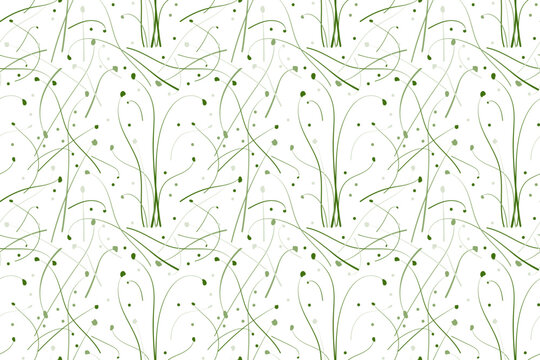 Sketch  microgreen  seeds vector illustration. Seamless pattern with young leaves seedlings. Onion raw microgreens sprouts, healthy eating concept.