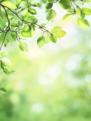 Obraz premium Sunlight shining through beautiful green leaves during spring season