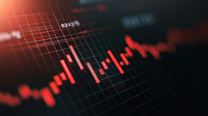Fototapeta premium Stock market chart with red candlesticks and grid lines