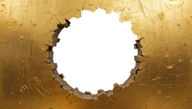 Golden Cracked Surface with Jagged Circular Opening