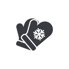 A pair of mittens with snowflake vector icon