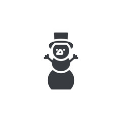 Snowman with a hat and scarf vector icon