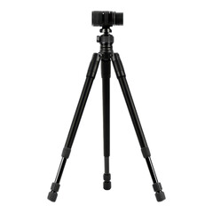Black Tripod for Cameras on a White Background - Ideal for Photography Setup on Transparent Background