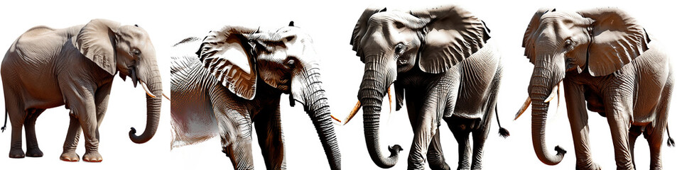  A captivating display of four majestic elephants showcasing their unique features