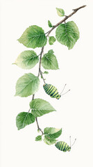 Lifelike caterpillars on green leaves, showcasing nature beauty and growth