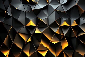 A sleek black and gold polygonal surface captures attention.