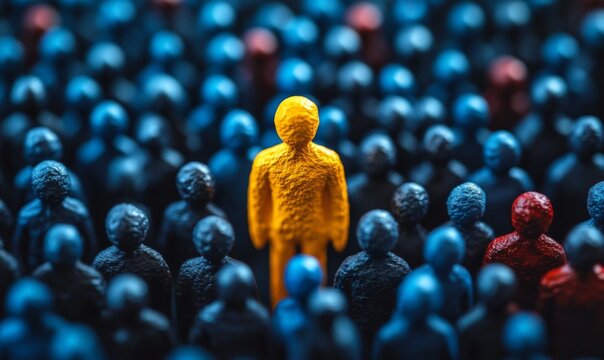 Visual metaphor for standing out in a competitive landscape. 