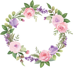 Watercolor Floral Frame with Gold Accents