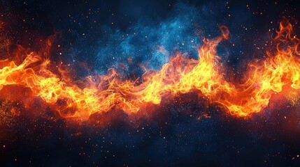 Fiery Abstract: A Blazing Inferno in Cosmic Hues.  A digital artwork depicting a vibrant, fiery stream against a dark, cosmic backdrop.  Perfect for designs needing a dramatic, energetic feel.