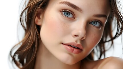 Obraz premium Close-up portrait of beautiful female model with flawless skin