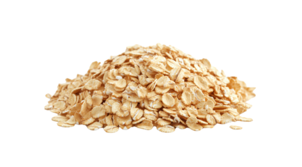 A pile of raw oatmeal close up, created with Generative AI technology, PNG