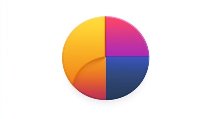 Abstract Colorful Pie Chart Design: A vibrant illustration featuring a segmented circle with gradient colors, representing data visualization or design concept.