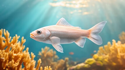 Naklejka premium Colorful Fish Swimming Among Vibrant Coral Reefs Underwater