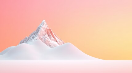 Majestic Mountain Peak Emerging from Snow with Gradient Sky Background