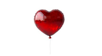 Valentine's Day, foil red heart shaped balloon close up, created with Generative AI technology, PNG