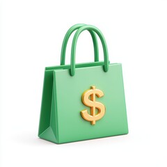 Green Shopping Bag with Dollar Sign Ideal for Financial Themes