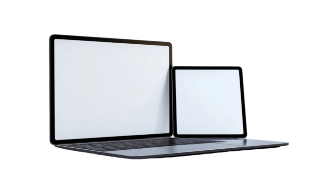 PNG, Gadget, laptop, isolated on white background, generated by Generative AI technology.