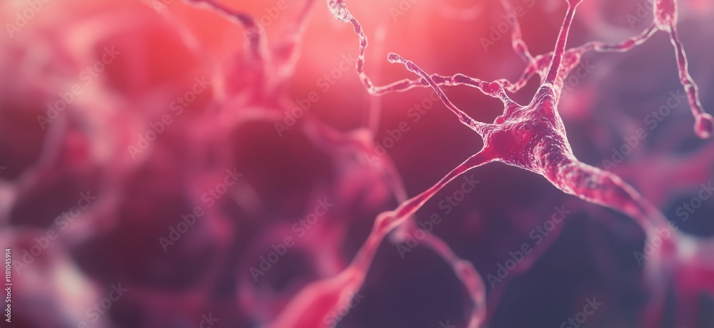 Poster neurons in intricate network showcasing synaptic connections and cellular structures, highlighting t