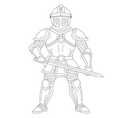 Brave Knight in Armor Holding a Sword Outline Coloring Page. Brave Warrior Outline Art. Brave Warrior with Sword Outline.	