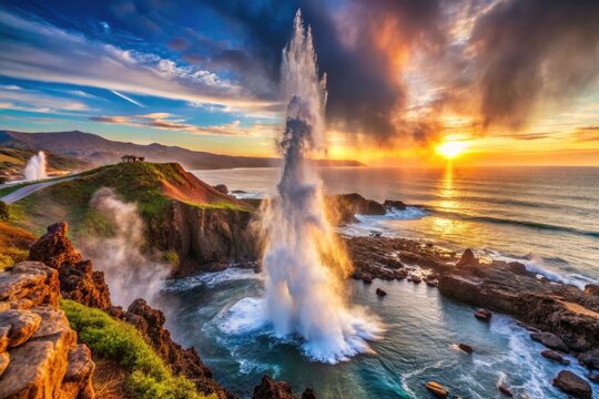 Ensenada Bufadora Geyser: Panoramic Clifftop View, Baja California, Mexico