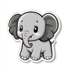 Naklejka premium A cute elephant with big eyes and a smile