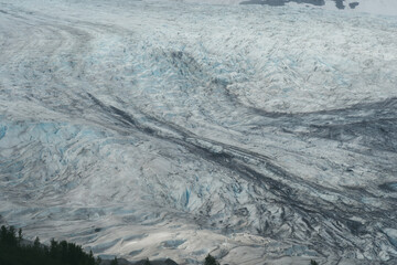 Scenic views of a glacier in Glacier Bay National Park in southeast Alaska 