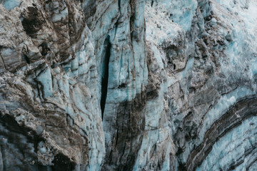 Scenic views of a glacier in Glacier Bay National Park in southeast Alaska 