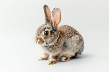 Fototapeta premium High Detail Image of Portrait of a Cute Little Rabbit on a White Background