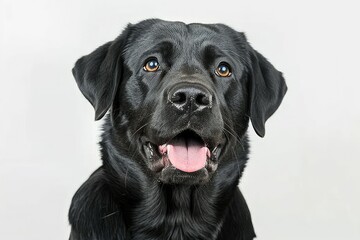 Ravishing Adorable Black Labrador Retriever Dog Portrait on Isolated Background