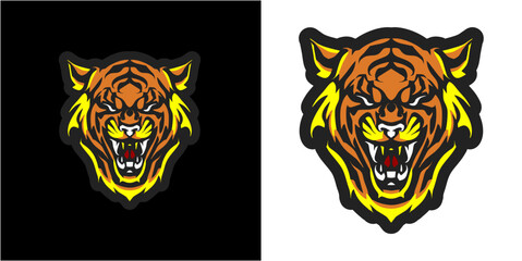 vector a head tiger mascot logo on a black background and transparent, premium vector logo tiger head