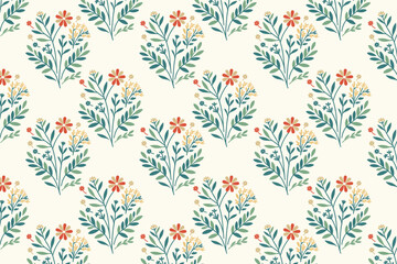 seamless floral pattern with red dahlias, green leaves, and detailed blossoms perfect for wallpaper, fabric, wrapping paper, and garden-inspired designs