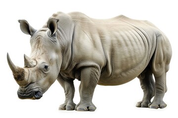 Obraz premium Premium Quality Image of Rhino Isolated on White Background Endangered Species Portrait