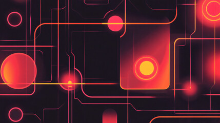 A coral neon glow effect with glowing lines and shapes, creating an energetic and vibrant design.